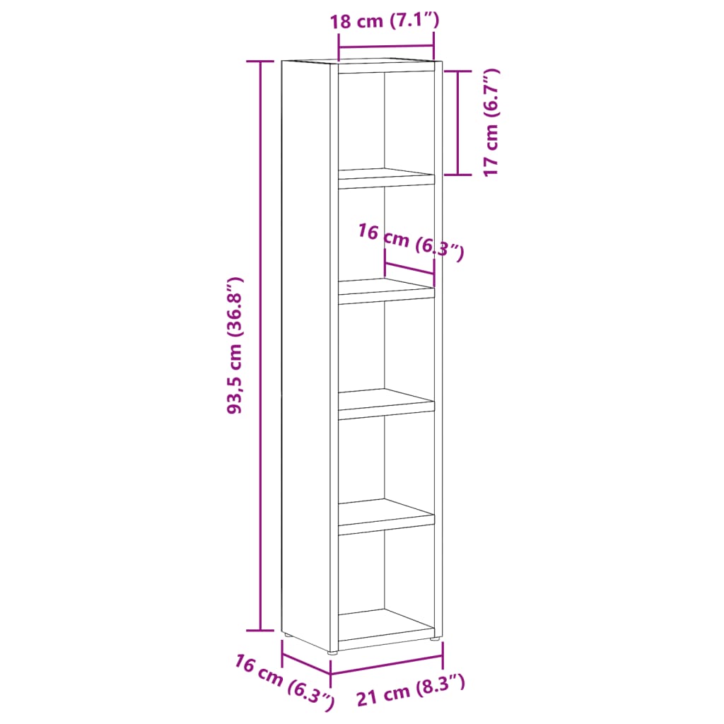 Armoires à CD 2 pcs vieux bois 21x16x93,5 cm bois d'ingénierie Fixations & meubles de rangement multimédia vidaXL