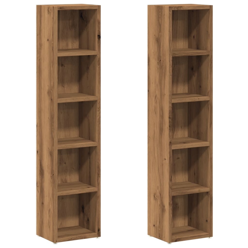 Armoires à CD 2 pcs chêne artisanal 21x16x93,5 cm Fixations & meubles de rangement multimédia vidaXL