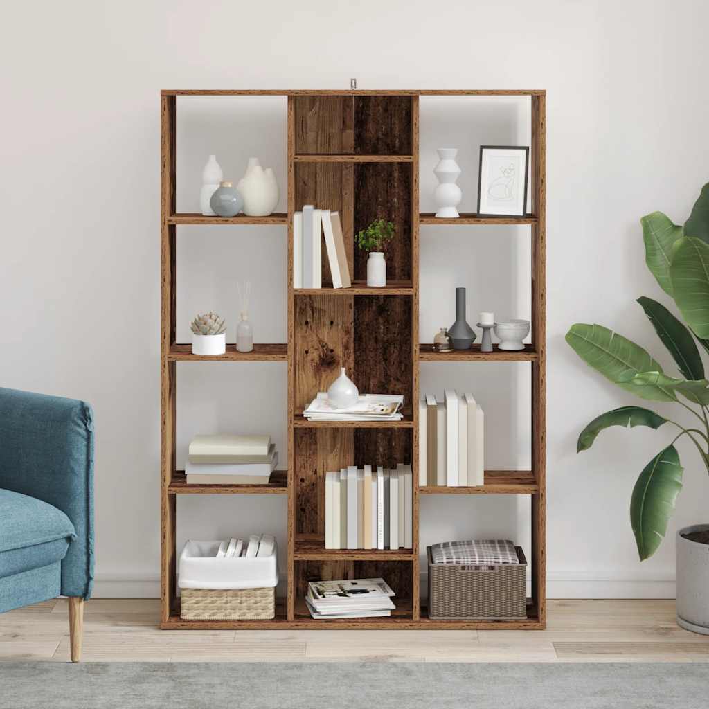 Séparateur de pièce/bibliothèque vieux bois 100x24x140 cm - XIOS