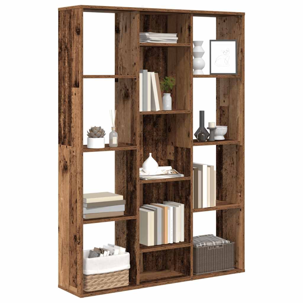 Séparateur de pièce/bibliothèque vieux bois 100x24x140 cm - XIOS