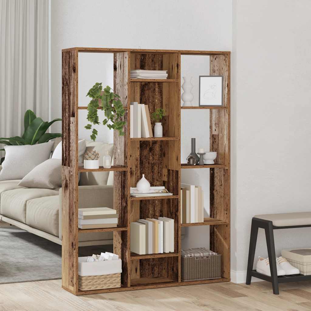 Séparateur de pièce/bibliothèque vieux bois 100x24x140 cm - XIOS