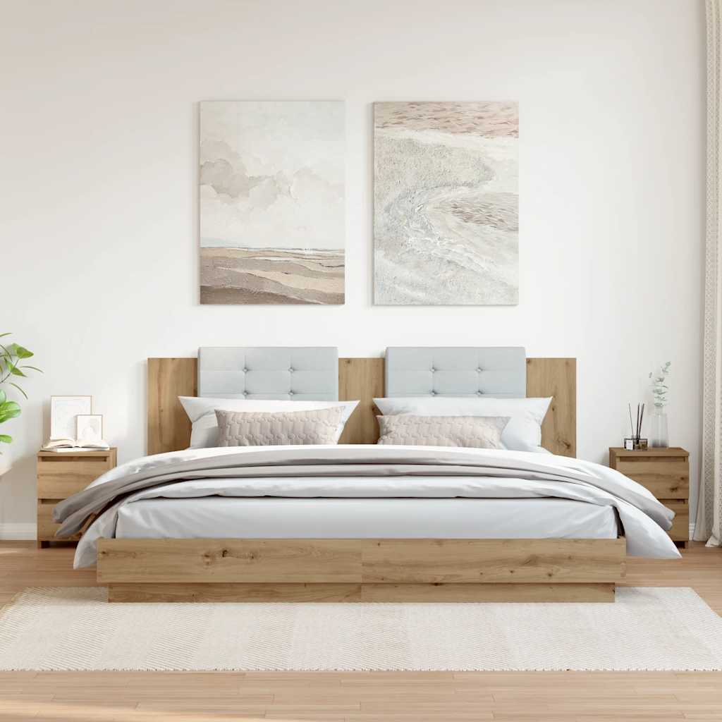 Tables de chevet 2 pcs chêne artisanal bois d'ingénierie