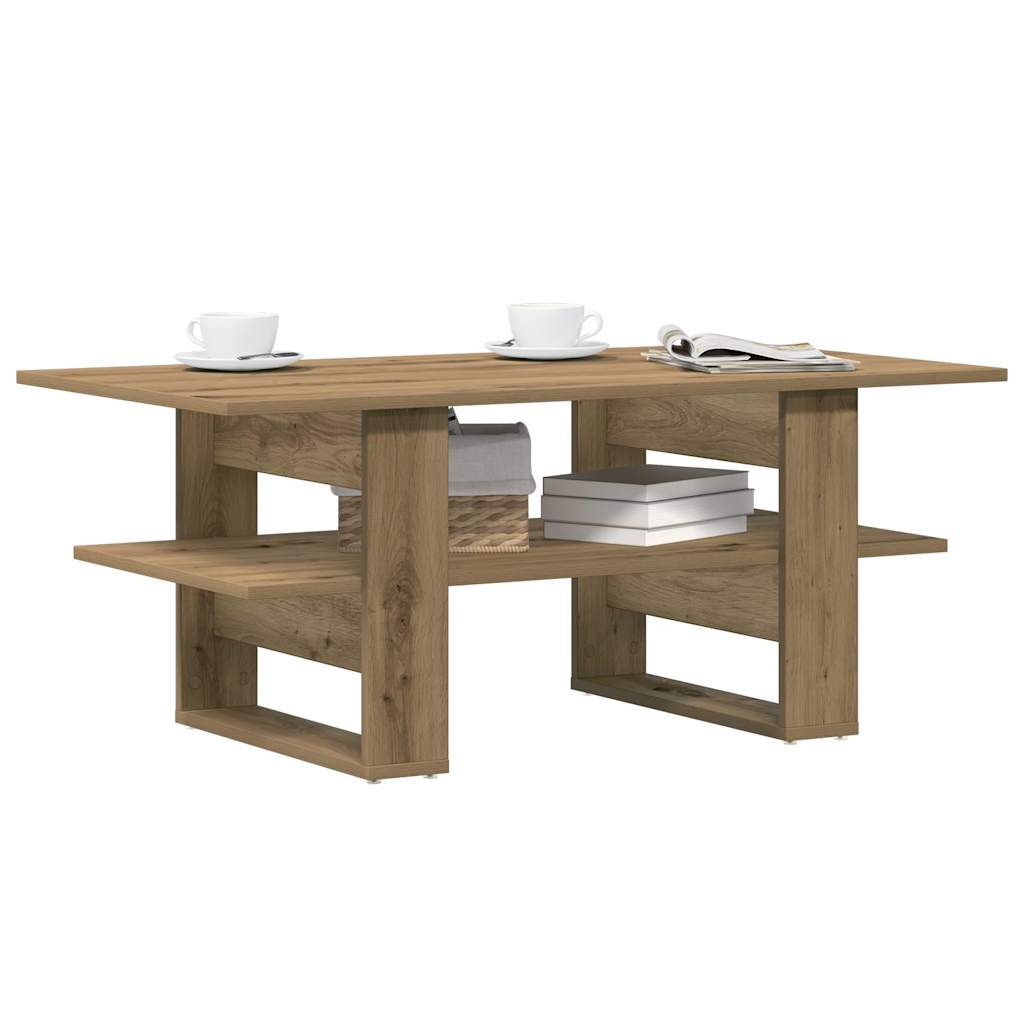 Table basse chêne artisanal 102x55x42 cm bois d'ingénierie - XIOS
