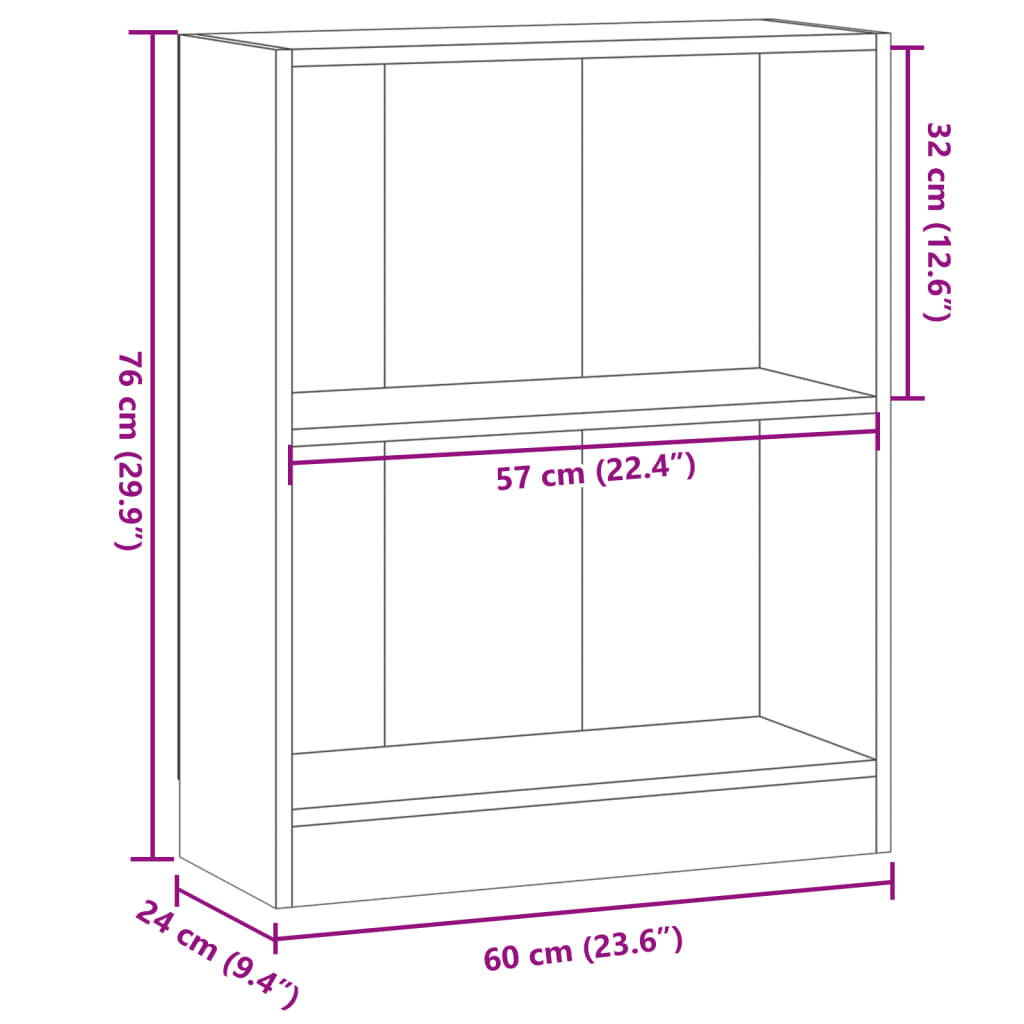 Bibliothèque vieux bois 60x24x76 cm bois d'ingénierie - XIOS