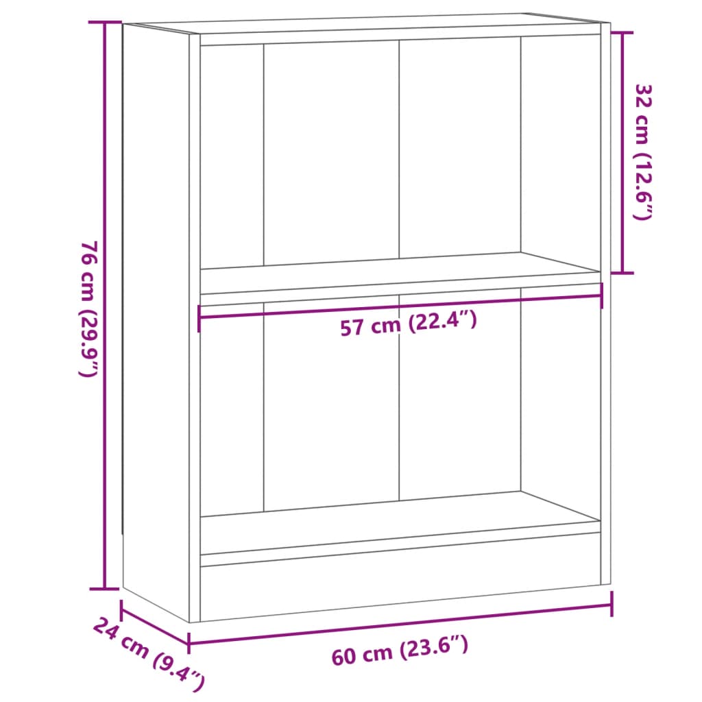 Bibliothèque chêne artisanal 60x24x76 cm bois d'ingénierie - XIOS