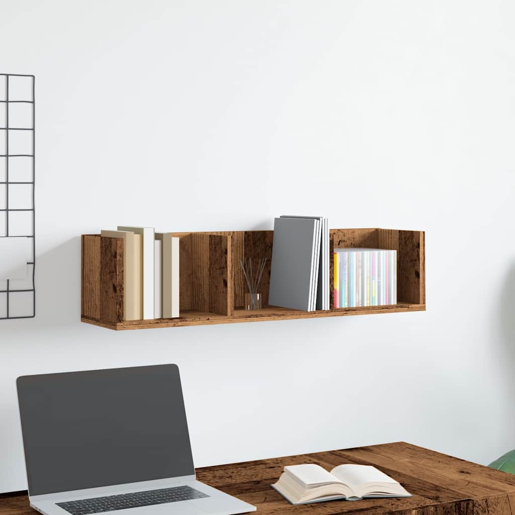 Étagère murale à CD vieux bois 75x18x18 cm bois d'ingénierie - XIOS