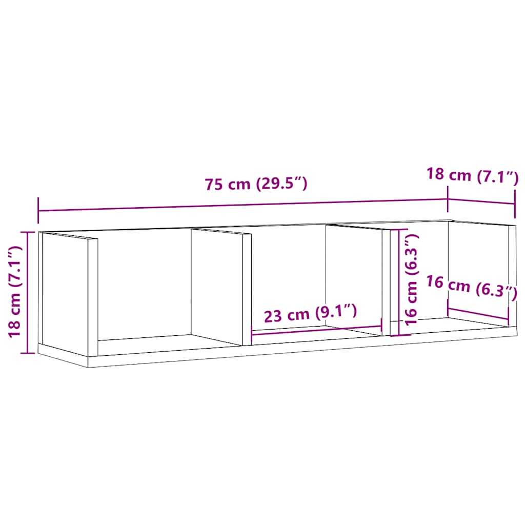 Étagère murale à CD vieux bois 75x18x18 cm bois d'ingénierie - XIOS