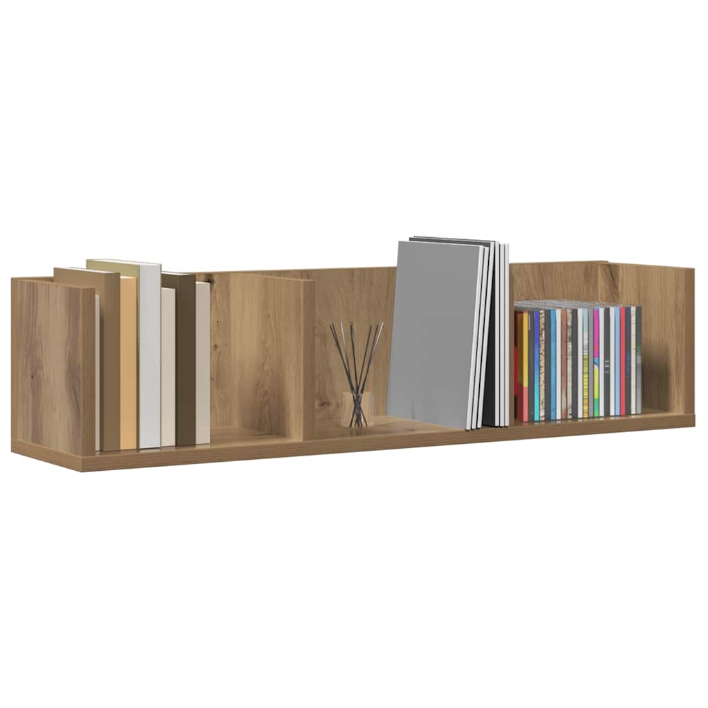 Étagère murale à CD chêne artisanal 75x18x18 cm bois ingénierie - XIOS