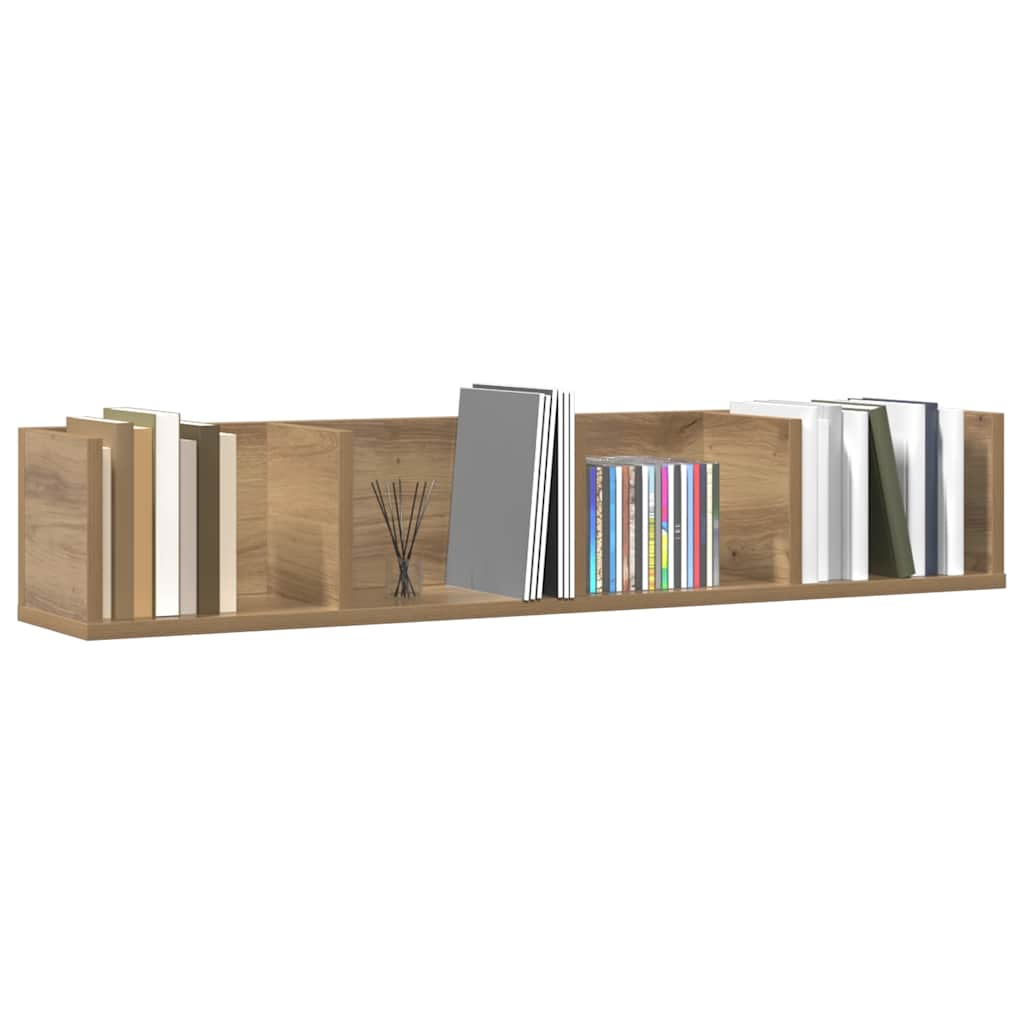 Étagère murale à CD chêne artisanal 100x18x18cm bois ingénierie - XIOS