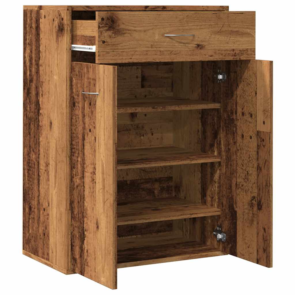 Armoire à chaussures vieux bois 60x35x84 cm bois d'ingénierie - XIOS