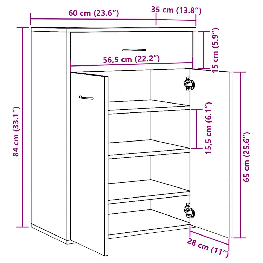Armoire à chaussures vieux bois 60x35x84 cm bois d'ingénierie - XIOS