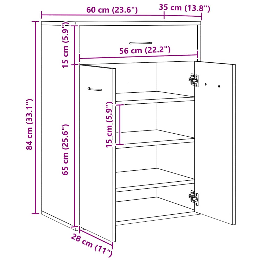 Armoire à chaussures chêne artisanal bois d'ingénierie - XIOS