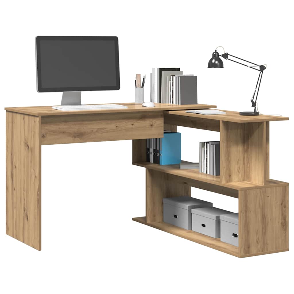 Bureau d'angle chêne artisanal 200,5x50x76 cm bois d'ingénierie - XIOS