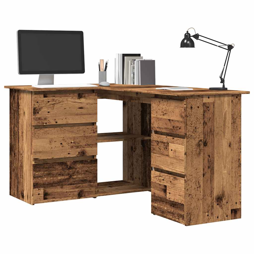 Bureau d'angle vieux bois 145x100x76 cm bois d'ingénierie - XIOS