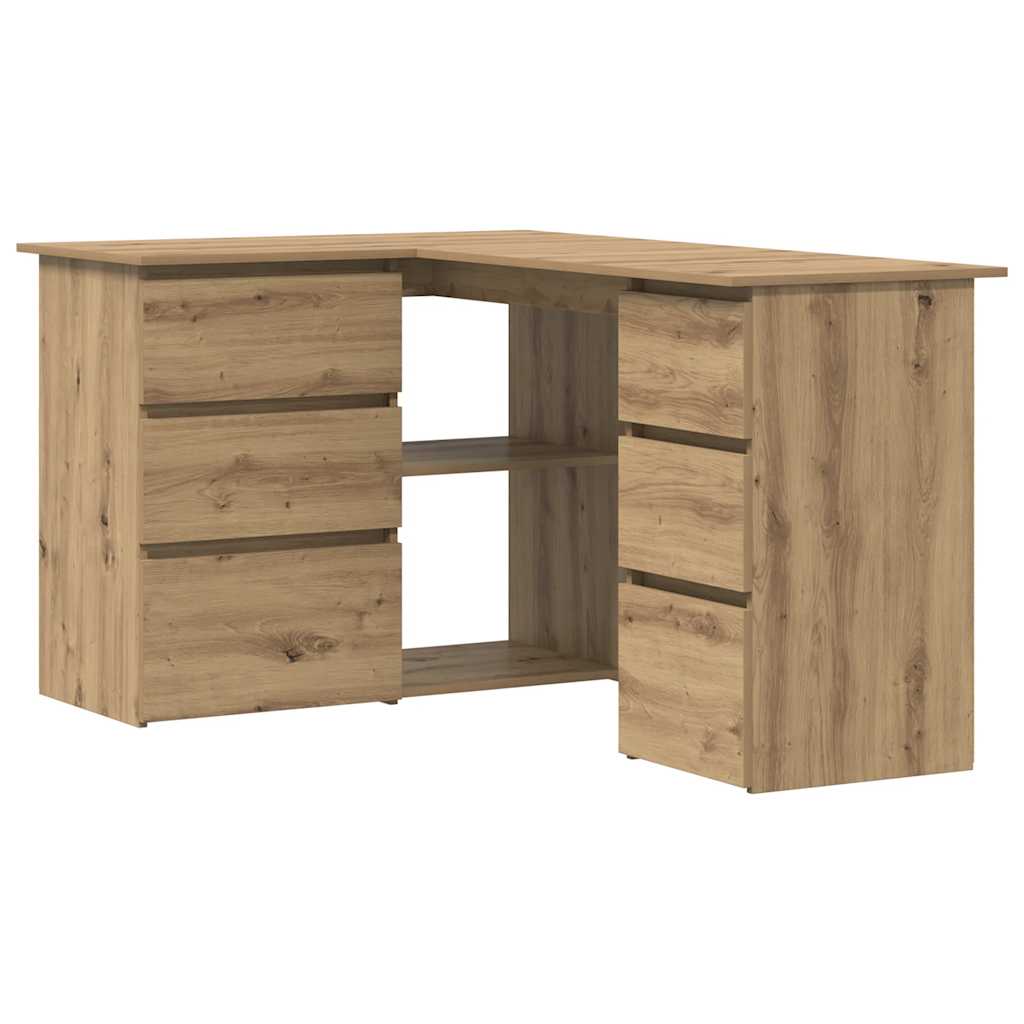 Bureau d'angle chêne artisanal 145x100x76 cm bois d'ingénierie - XIOS