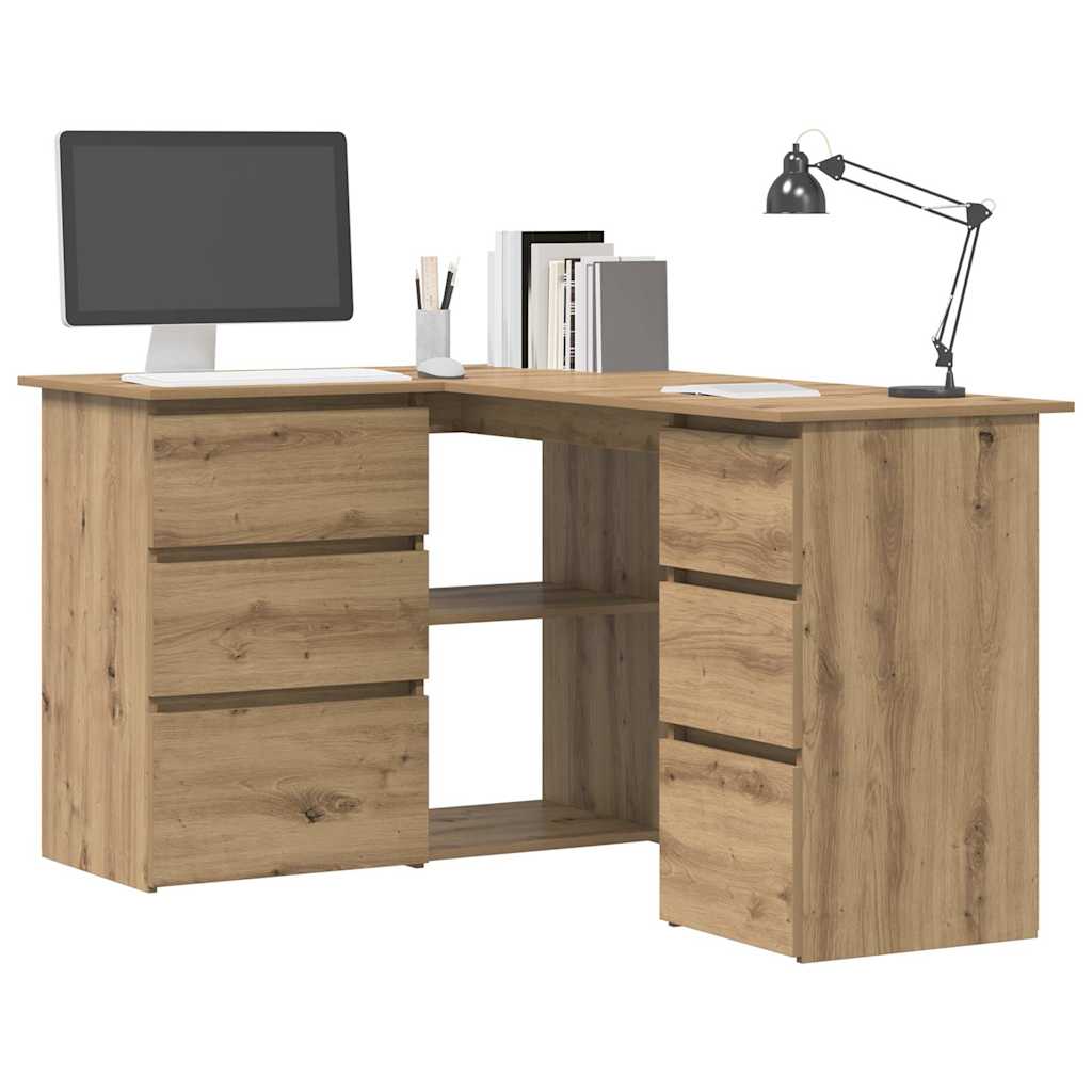 Bureau d'angle chêne artisanal 145x100x76 cm bois d'ingénierie - XIOS