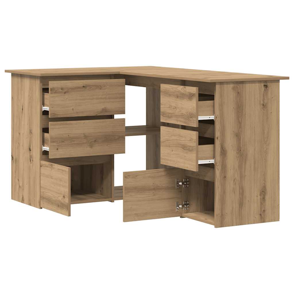 Bureau d'angle chêne artisanal 145x100x76 cm bois d'ingénierie - XIOS