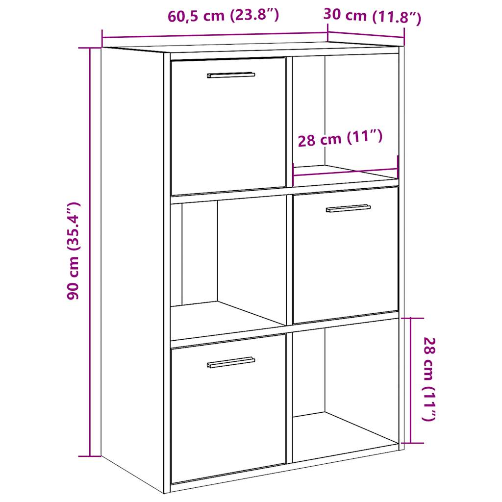 Bibliothèque vieux bois 60,5x30x90 cm bois d'ingénierie - XIOS