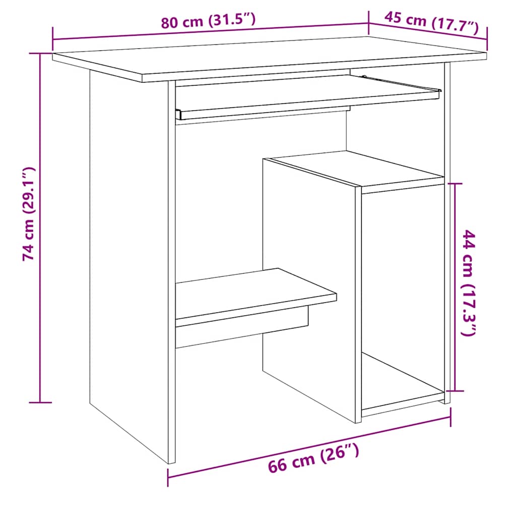 Bureau chêne artisanal 80x45x74 cm bois d'ingénierie - XIOS