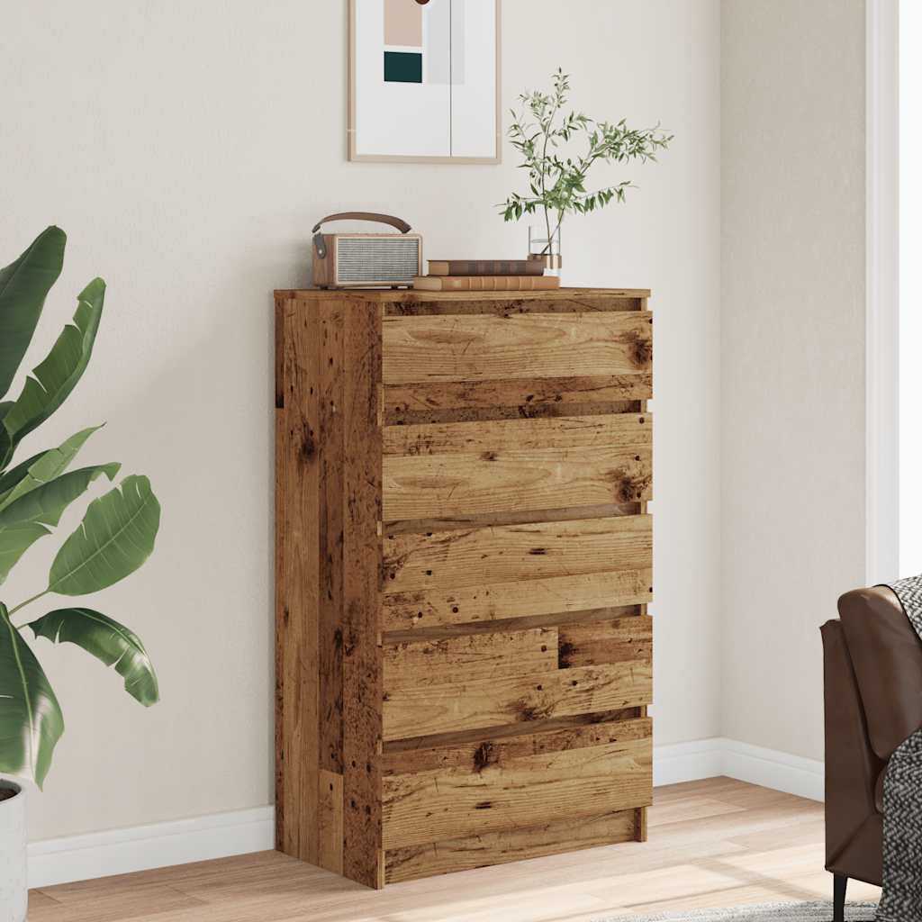 Commode vieux bois 60x36x103 cm bois d'ingénierie - XIOS