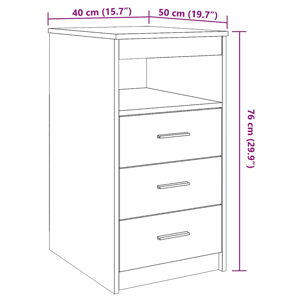 Commode chêne artisanal 40x50x76 cm bois d'ingénierie