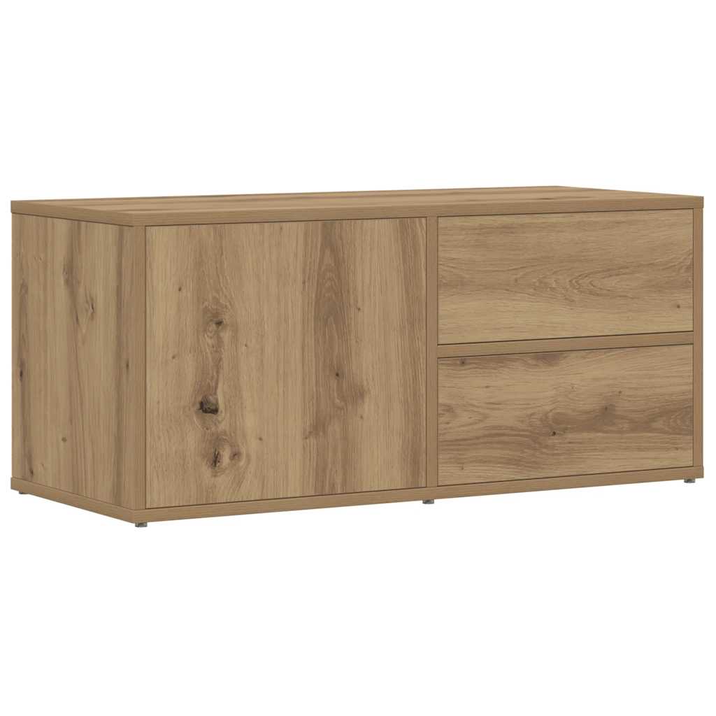 Meuble TV chêne artisanal 80x34x35,5 cm bois d'ingénierie - XIOS