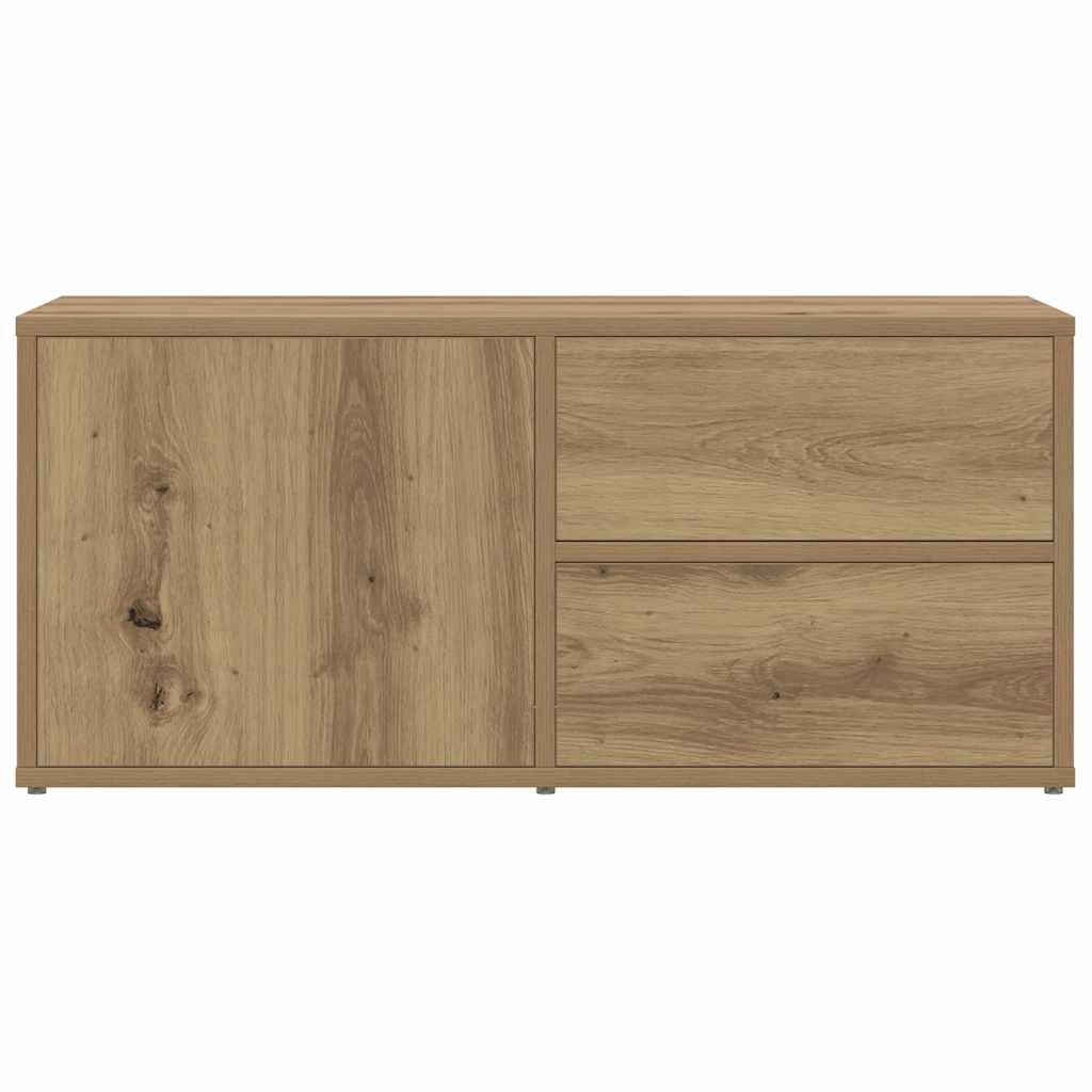 Meuble TV chêne artisanal 80x34x35,5 cm bois d'ingénierie - XIOS