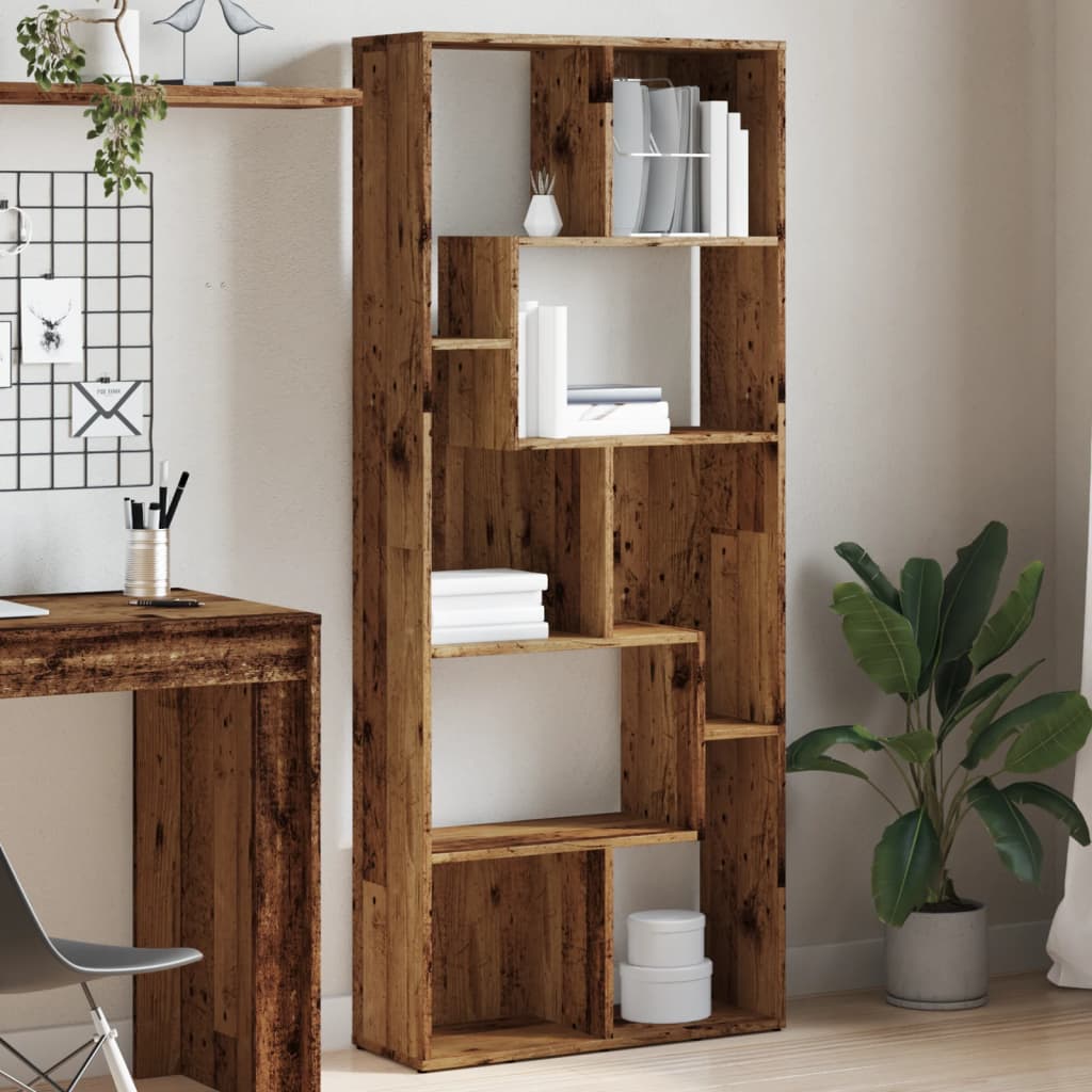 Bibliothèque vieux bois 67x24x161 cm bois d'ingénierie - XIOS