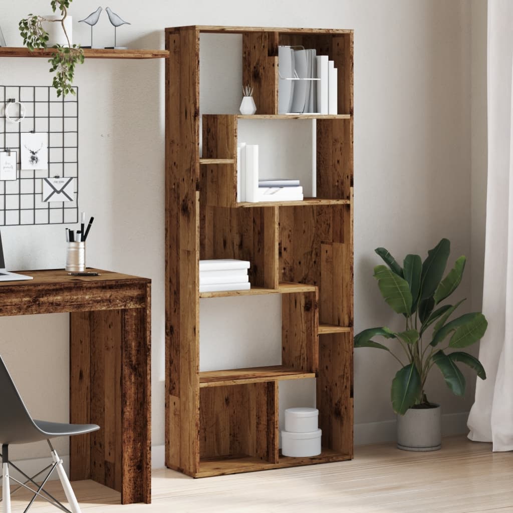Bibliothèque vieux bois 67x24x161 cm bois d'ingénierie - XIOS