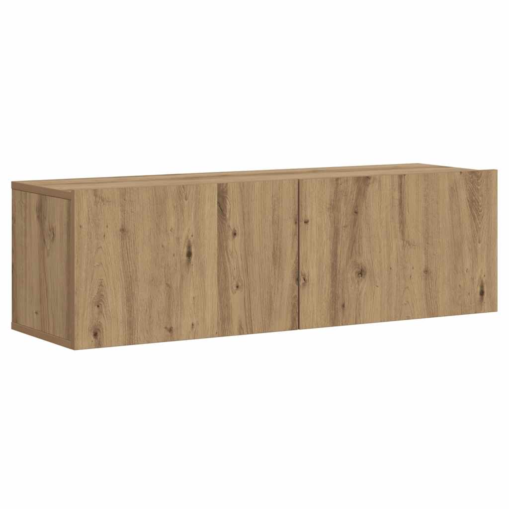 Meuble TV mural chêne artisanal 100x30x30 cm bois d'ingénierie - XIOS