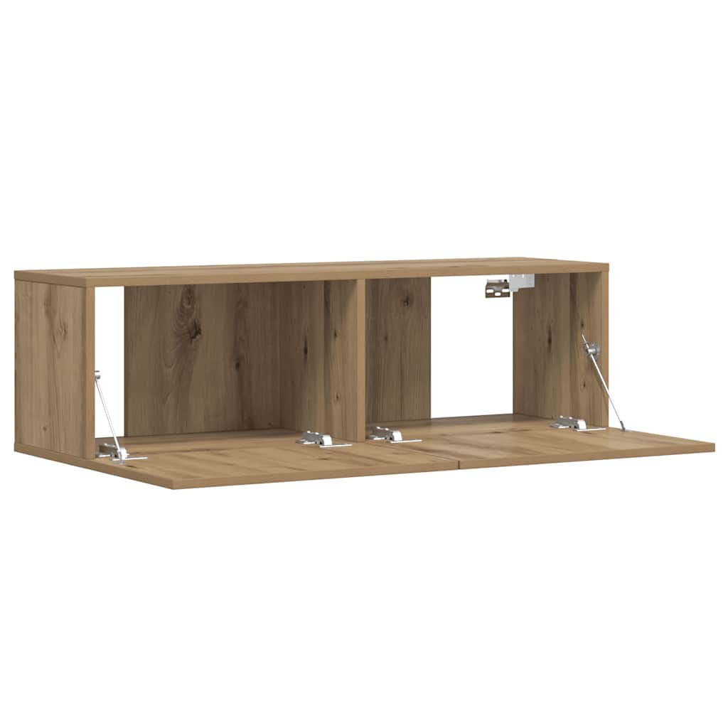 Meuble TV mural chêne artisanal 100x30x30 cm bois d'ingénierie - XIOS