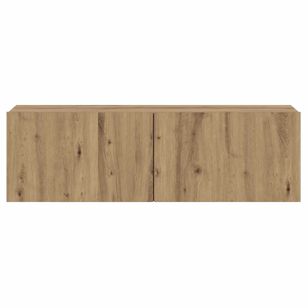 Meuble TV mural chêne artisanal 100x30x30 cm bois d'ingénierie - XIOS