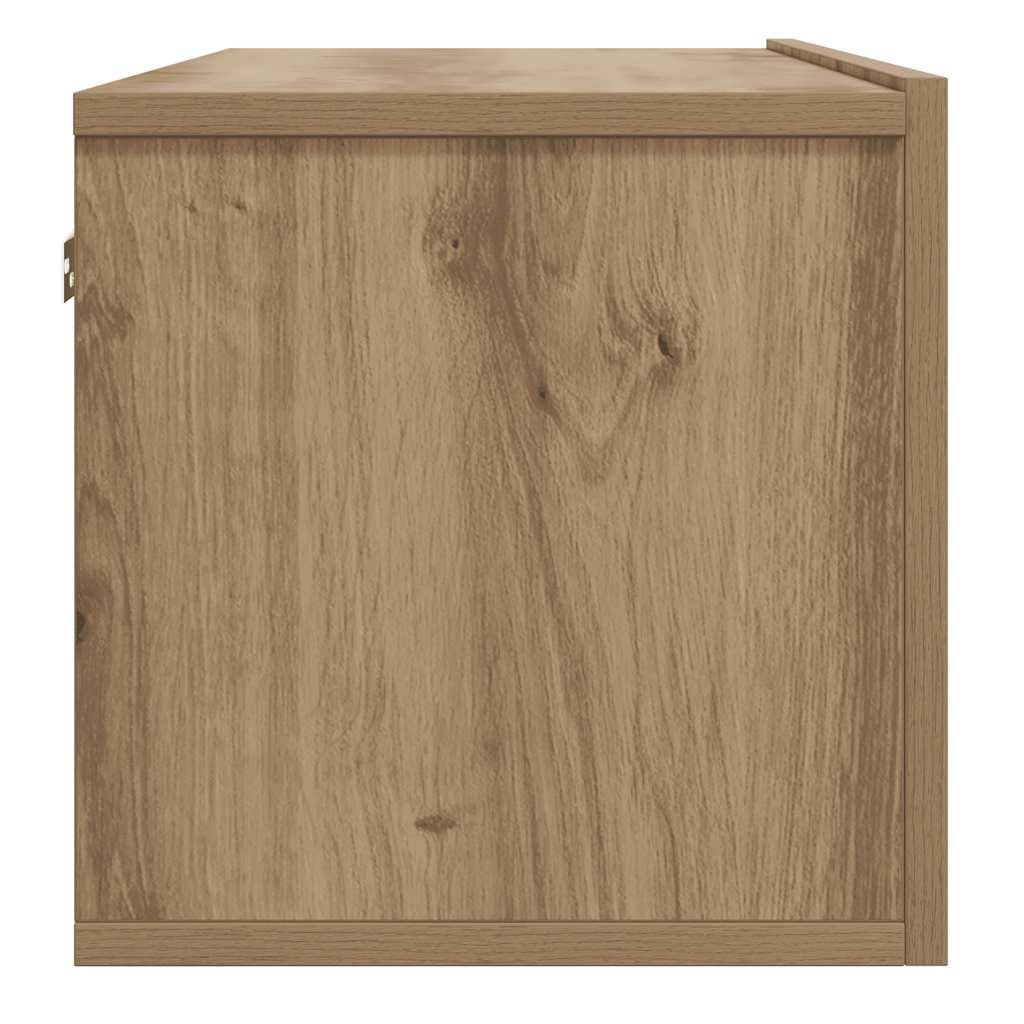 Meuble TV mural chêne artisanal 100x30x30 cm bois d'ingénierie - XIOS