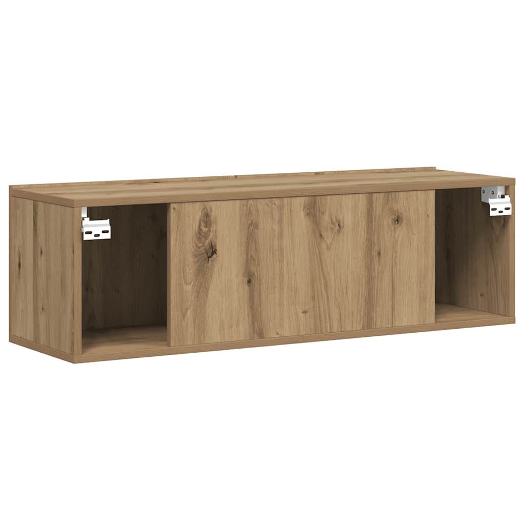 Meuble TV mural chêne artisanal 100x30x30 cm bois d'ingénierie - XIOS