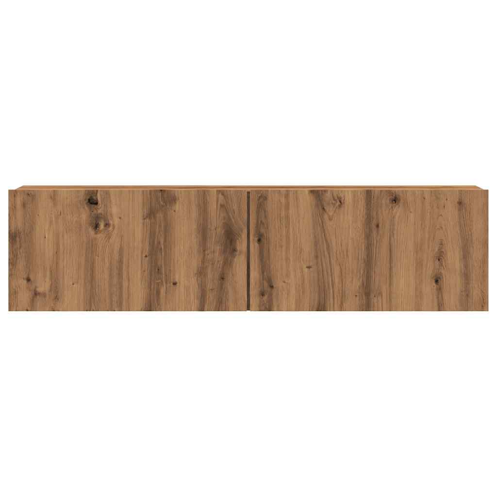 Meuble TV mural chêne artisanal 120x30x30 cm bois d'ingénierie - XIOS