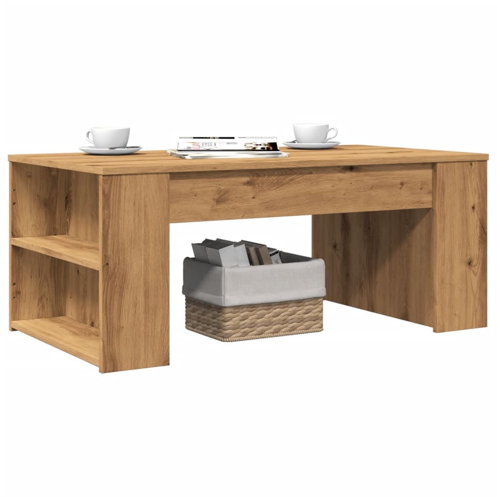 Table basse chêne artisanal 102x55x42 cm bois d'ingénierie - XIOS