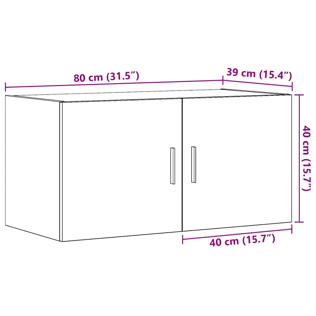 Armoire murale chêne artisanal 80x39x40 cm bois d'ingénierie
