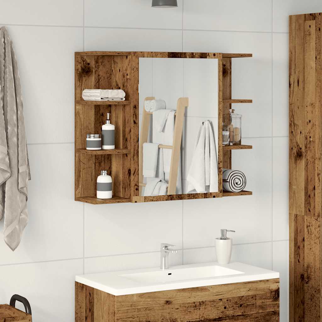 Armoire à miroir de salle de bain vieux bois bois d'ingénierie - XIOS
