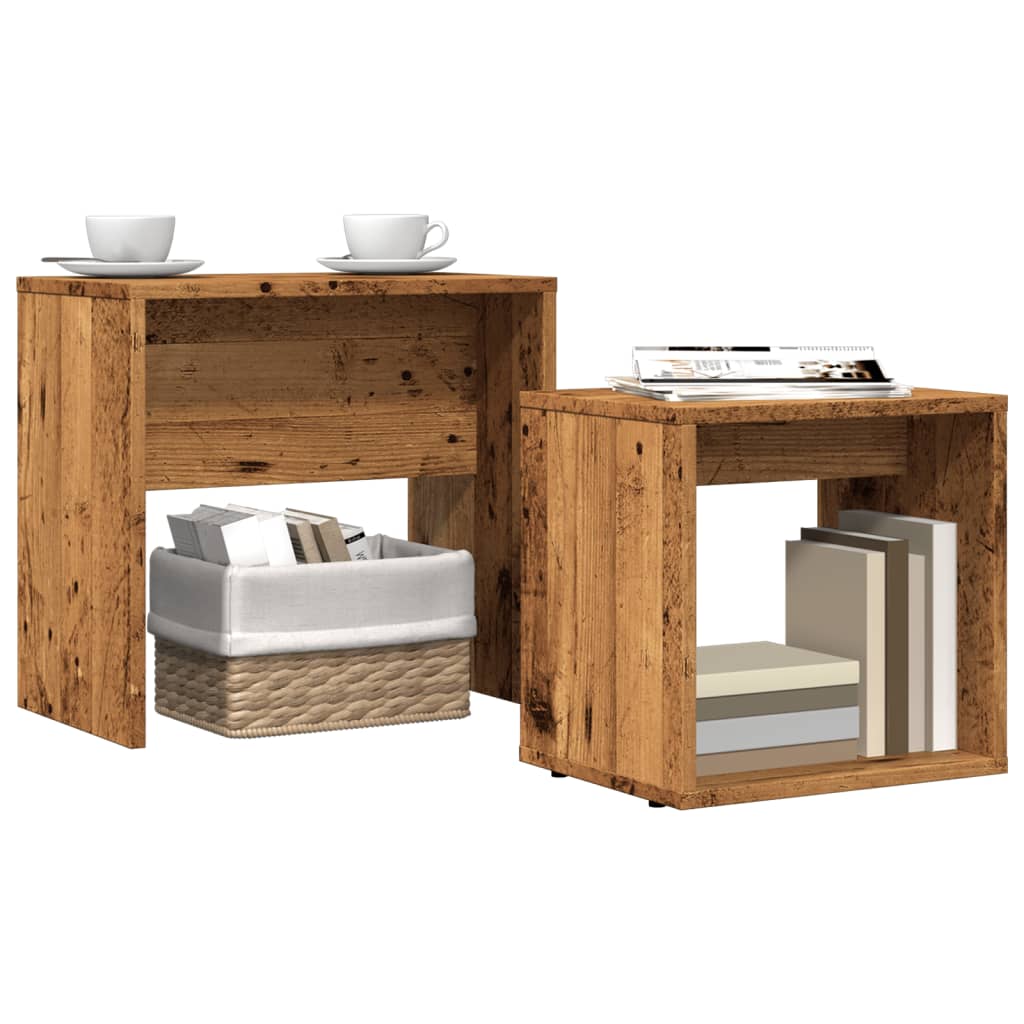 Tables basses gigognes 2 pcs vieux bois bois d'ingénierie - XIOS
