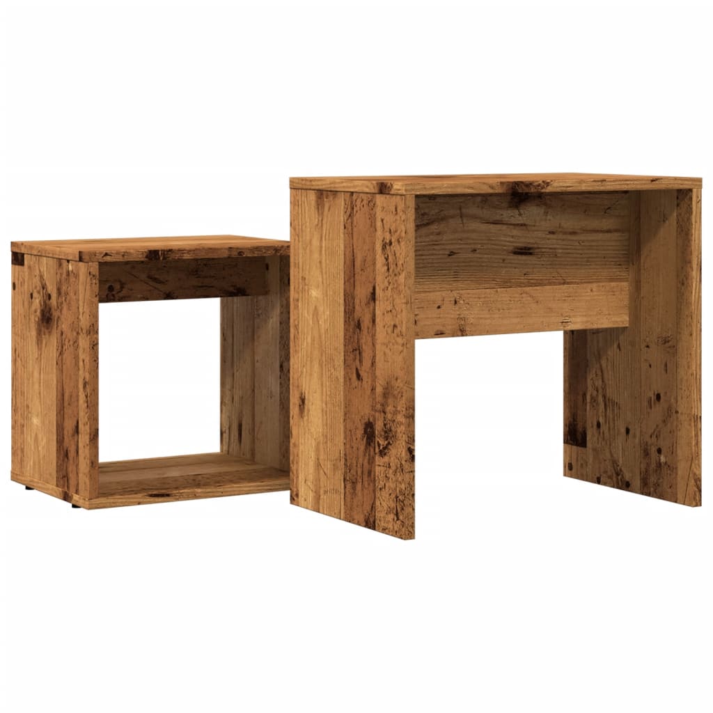 Tables basses gigognes 2 pcs vieux bois bois d'ingénierie - XIOS