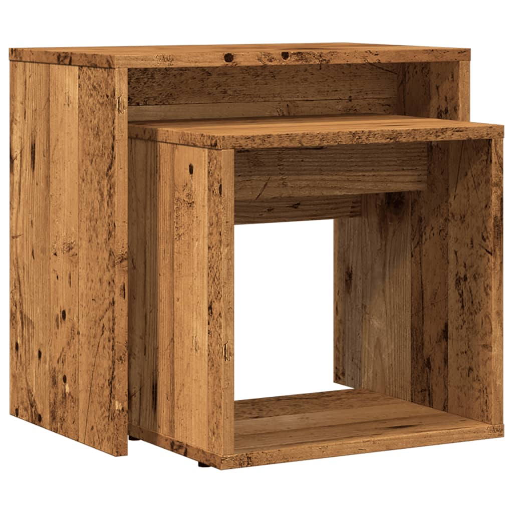 Tables basses gigognes 2 pcs vieux bois bois d'ingénierie - XIOS