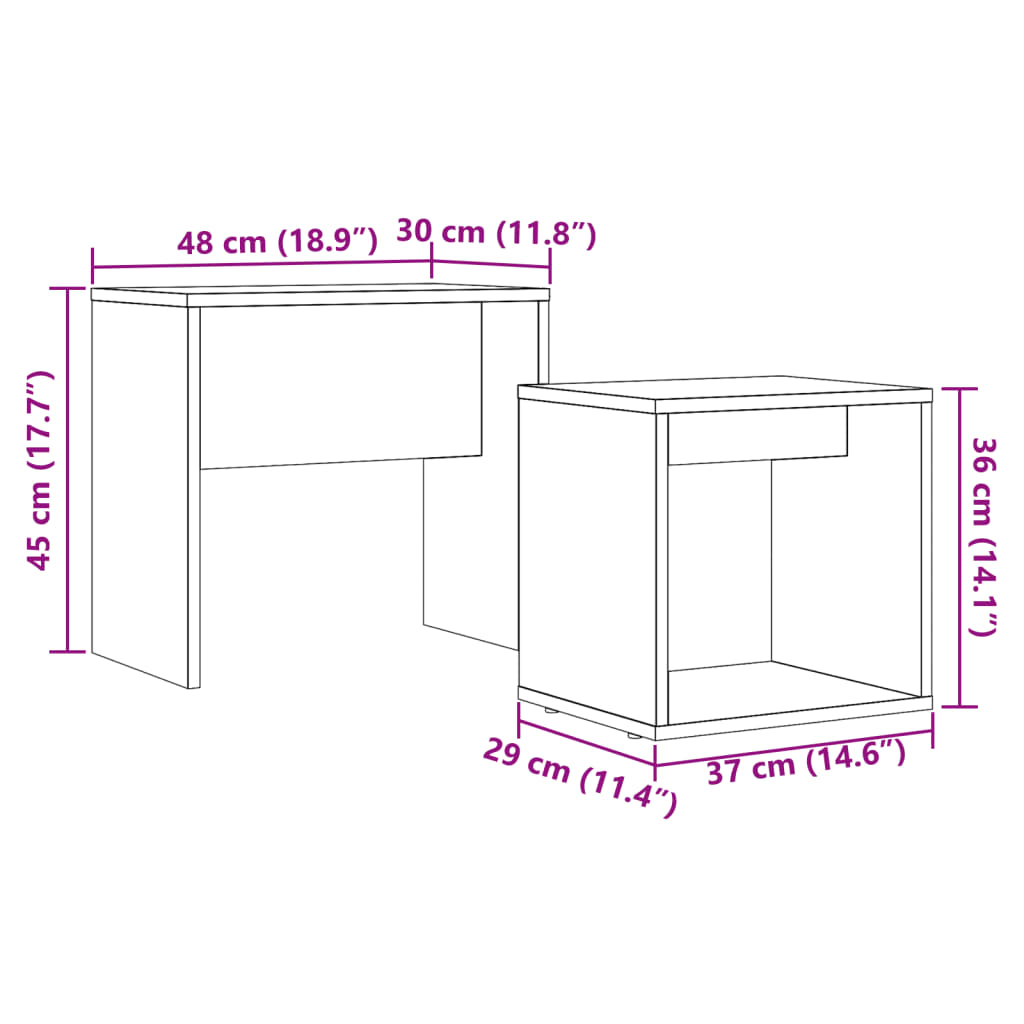 Tables basses gigognes 2 pcs vieux bois bois d'ingénierie - XIOS