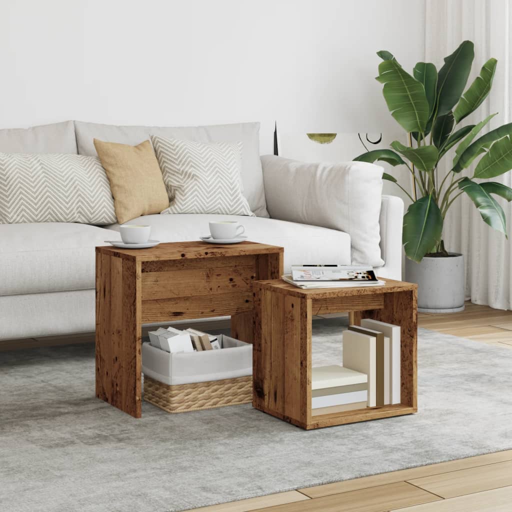 Tables basses gigognes 2 pcs vieux bois bois d'ingénierie - XIOS