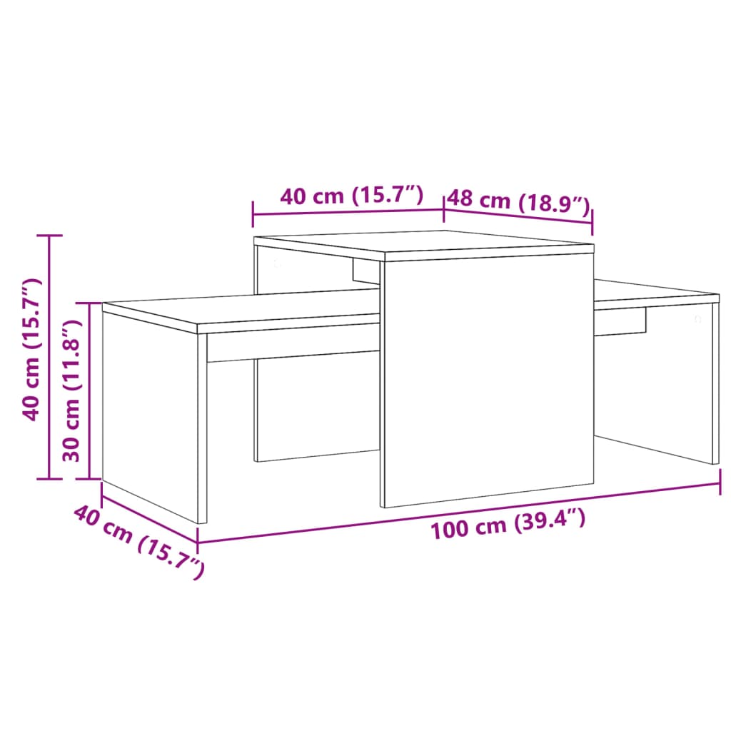 Table basse vieux bois 100x48x40 cm bois d'ingénierie - XIOS