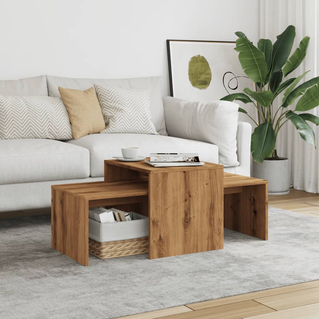 Table basse chêne artisanal 100x48x40 cm bois d'ingénierie - XIOS