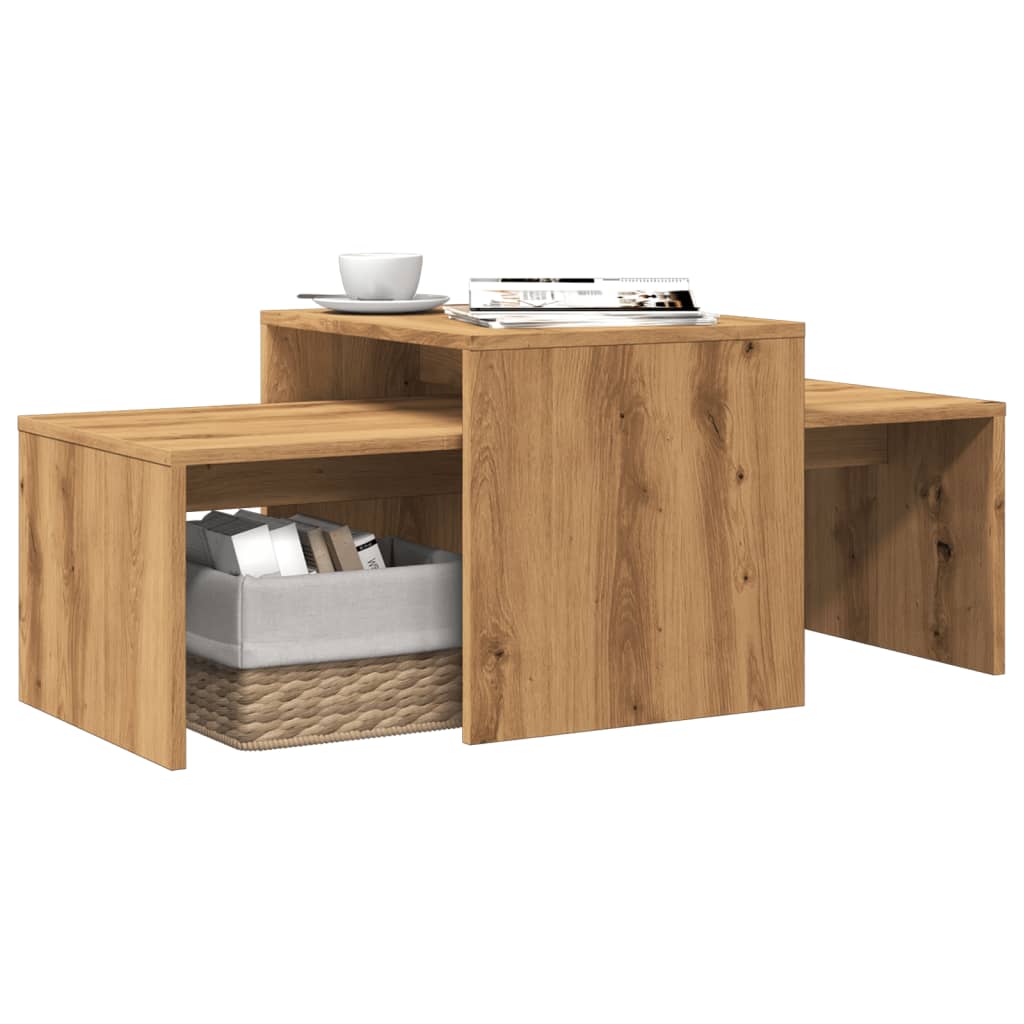 Table basse chêne artisanal 100x48x40 cm bois d'ingénierie - XIOS