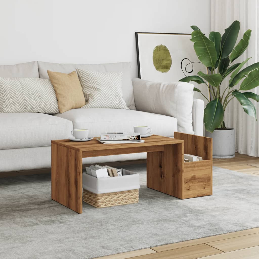 Table basse chêne artisanal 90x45x35 cm bois d'ingénierie - XIOS