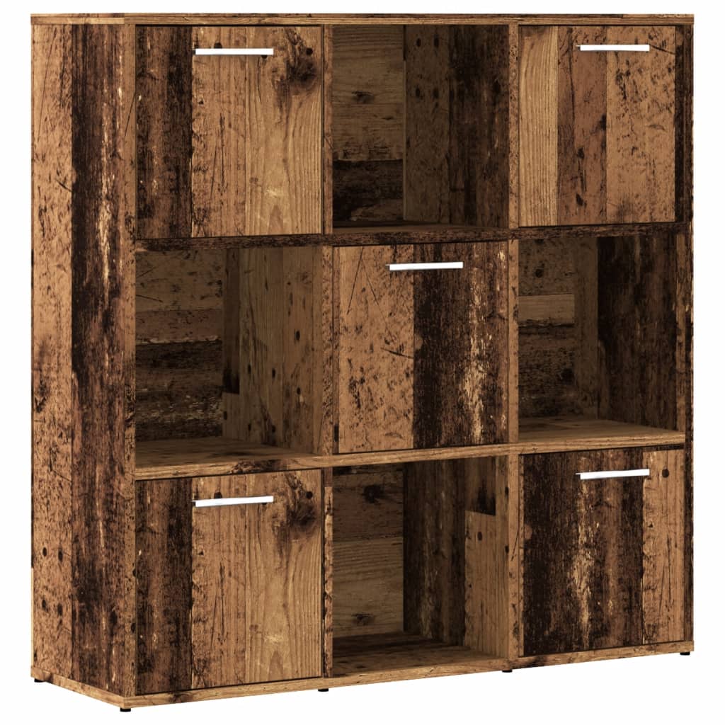 Bibliothèque vieux bois 90x28x90 cm bois d'ingénierie - XIOS