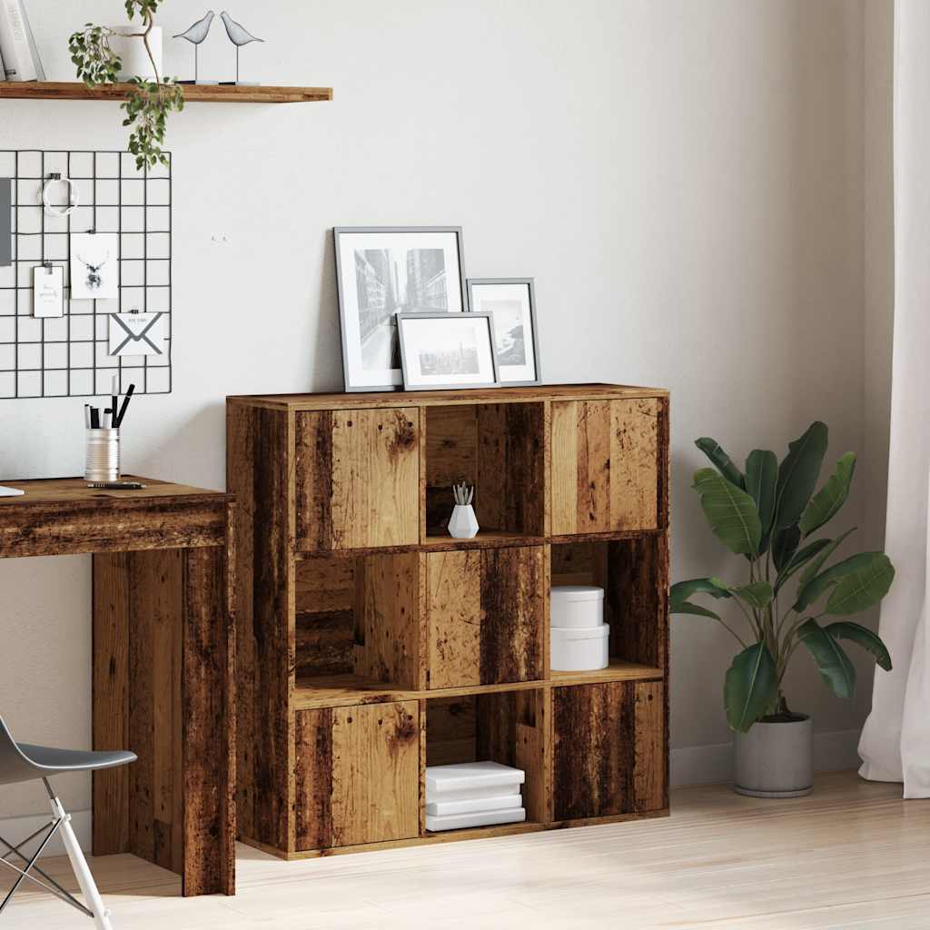 Bibliothèque vieux bois 90x28x90 cm bois d'ingénierie - XIOS