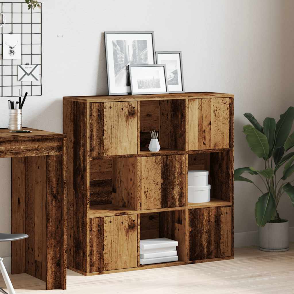 Bibliothèque vieux bois 90x28x90 cm bois d'ingénierie - XIOS